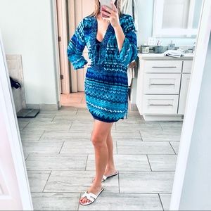 Raviya beaded sheer tunic swimsuit coverup